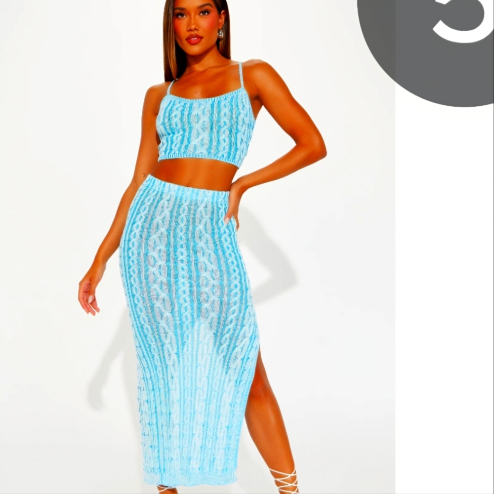 Blue Women Skirt Set